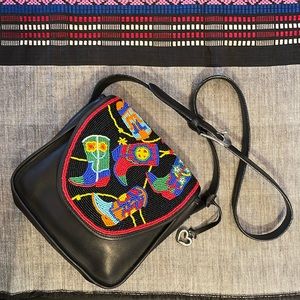 SMOKY Beaded boots Brighton black leather shoulder bag silvertone buckle & heart